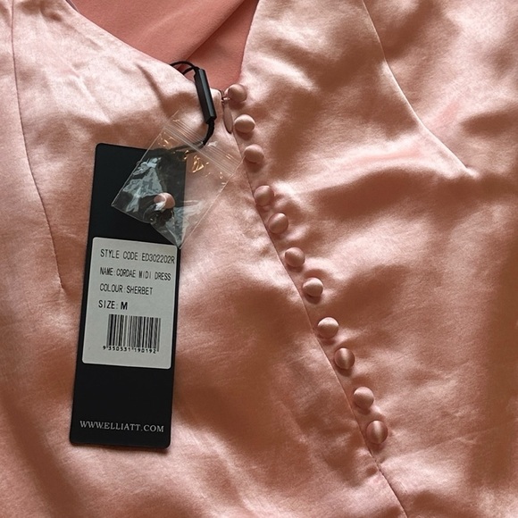 Elliatt x Revolve Cordae Midi Low Back Ruffle Dress Sherbet Pink Women’s Medium - Picture 6 of 9